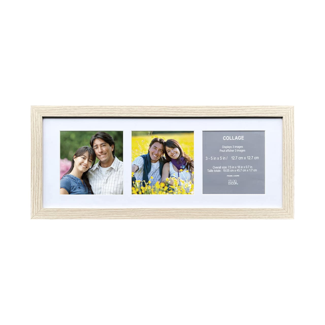 3 Opening 5" x 5" Natural Woodgrain Collage Frame with Mat by Studio Décor®
